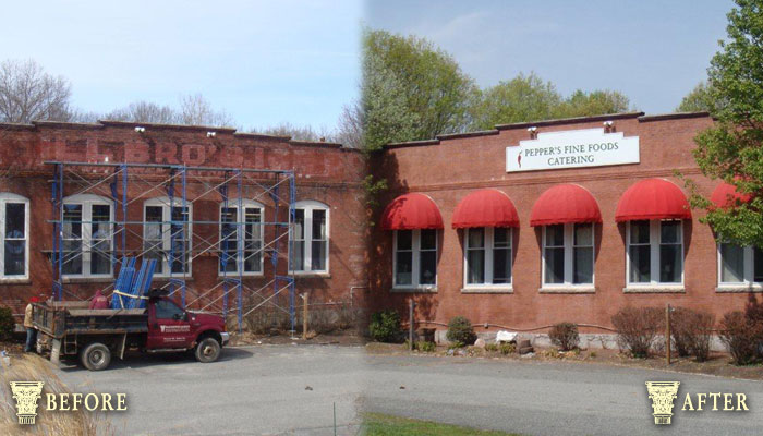 Building façade restoration in Northborough, MA.